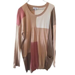 Polagram Color Block Sweater L Womens Art To Wear Lagen Look Pullover Multicolor